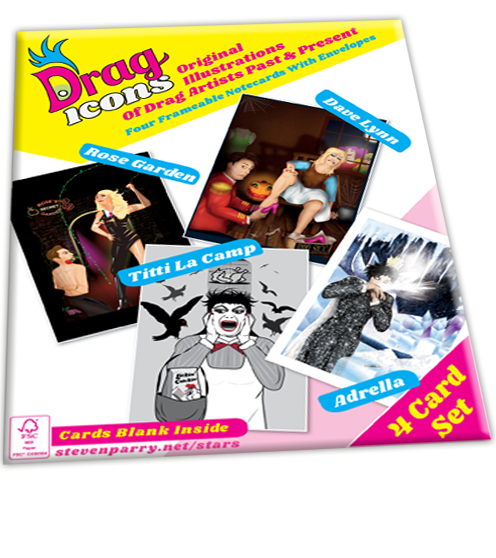 Drag Icons 4 Card Set 2 Includes Dave Lynn, Adrella, Titti La Camp, Rose Garden Cards £11.99